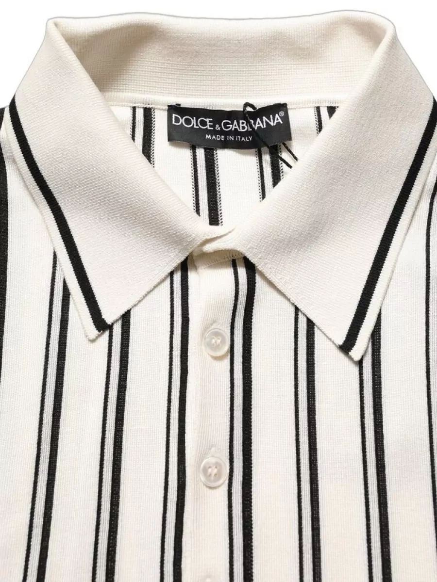 Dolce&Gabbana Silk Striped Polo Shirt