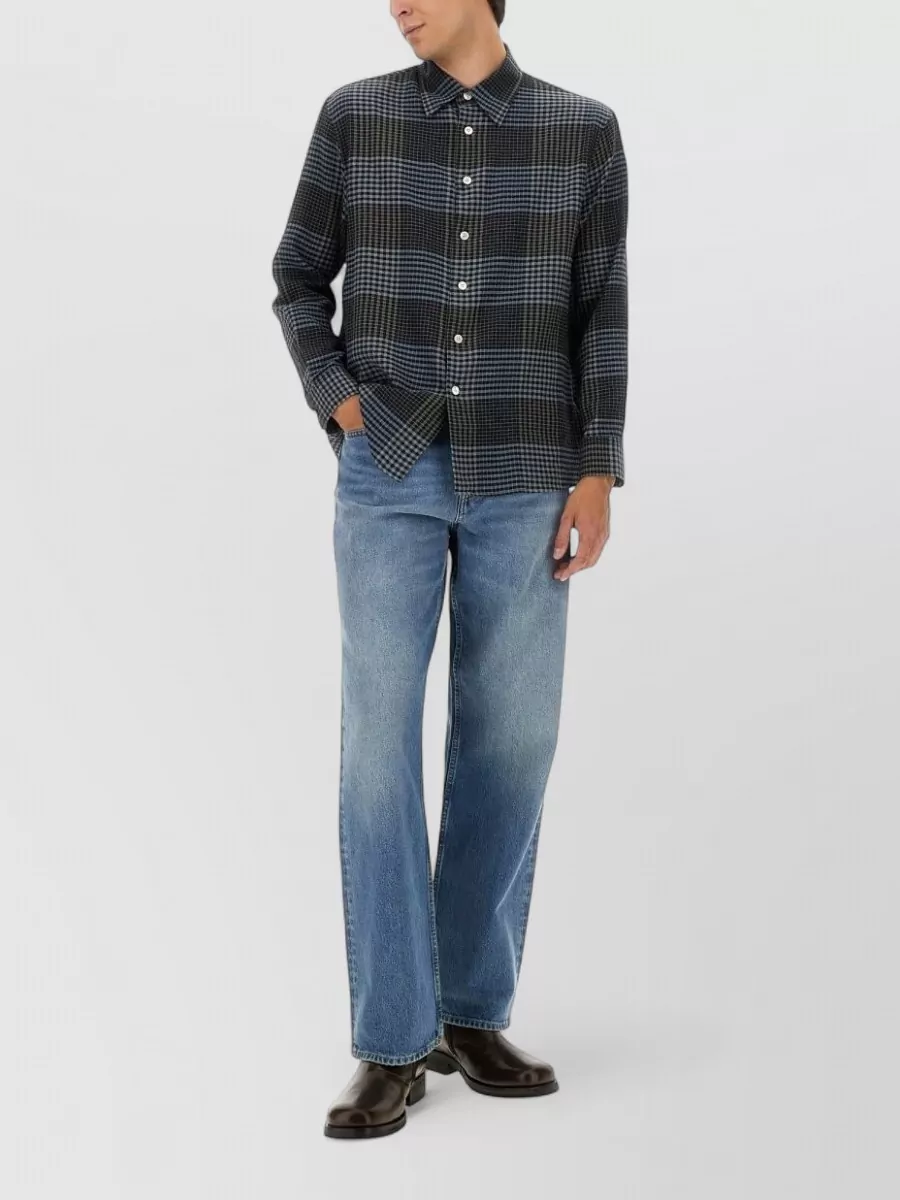 Sunflower studio shirt checked pattern long sleeves