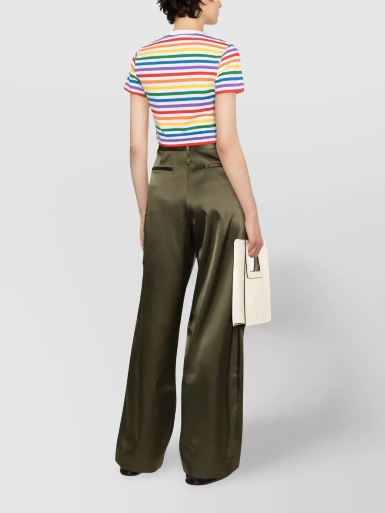 Casablanca Crew Neck Striped Pattern Cropped Length