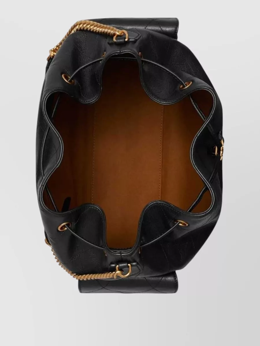 Tory Burch Quilted Leather Drawstring Bucket Bag