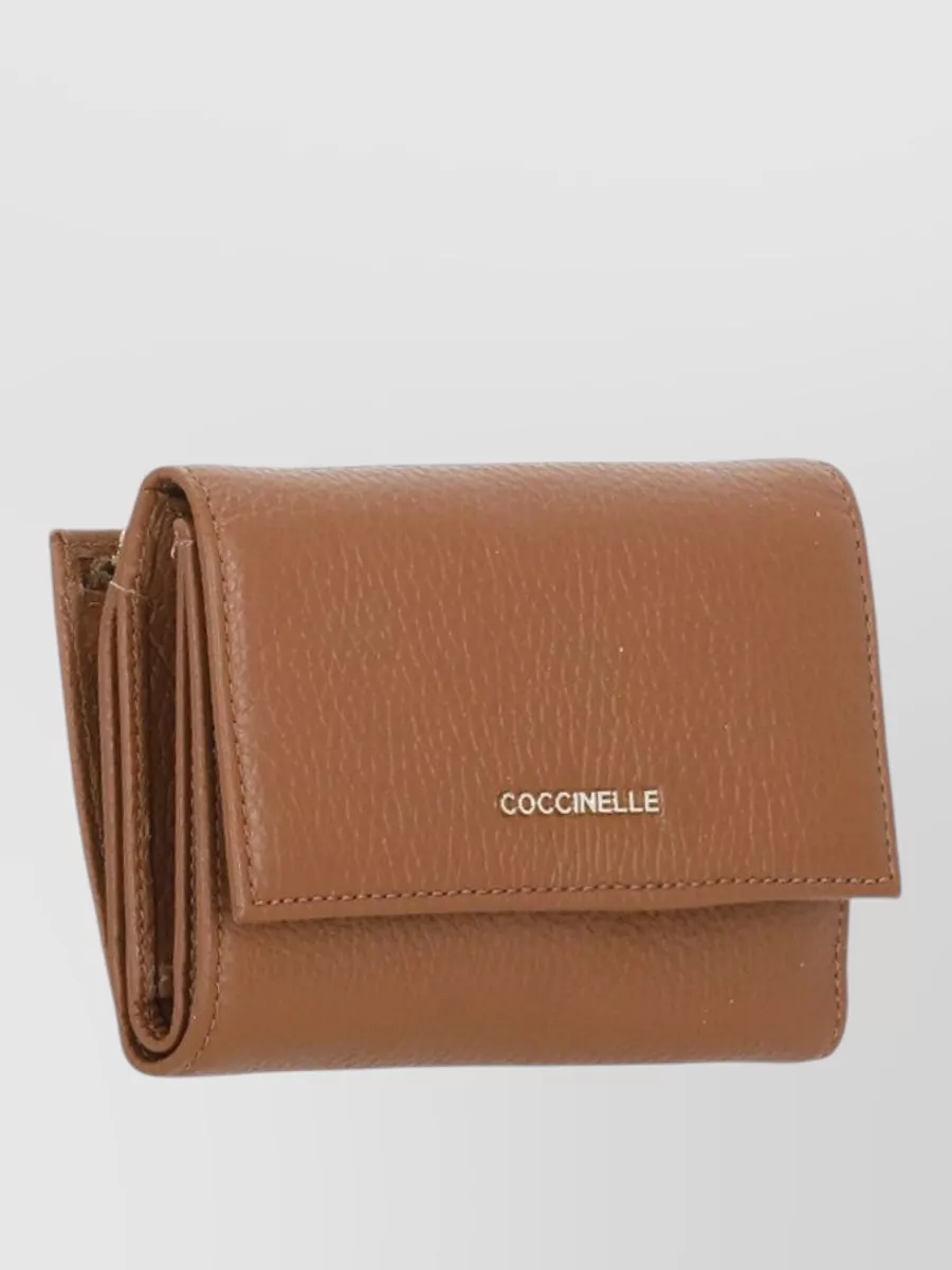 Coccinelle Pebbled Leather Wallet Foldover Flap Design