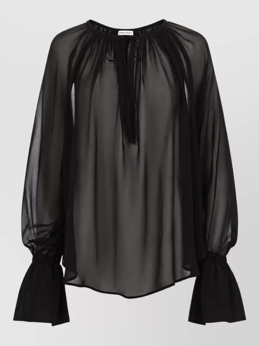 Nina Ricci silk long-sleeve midi dress