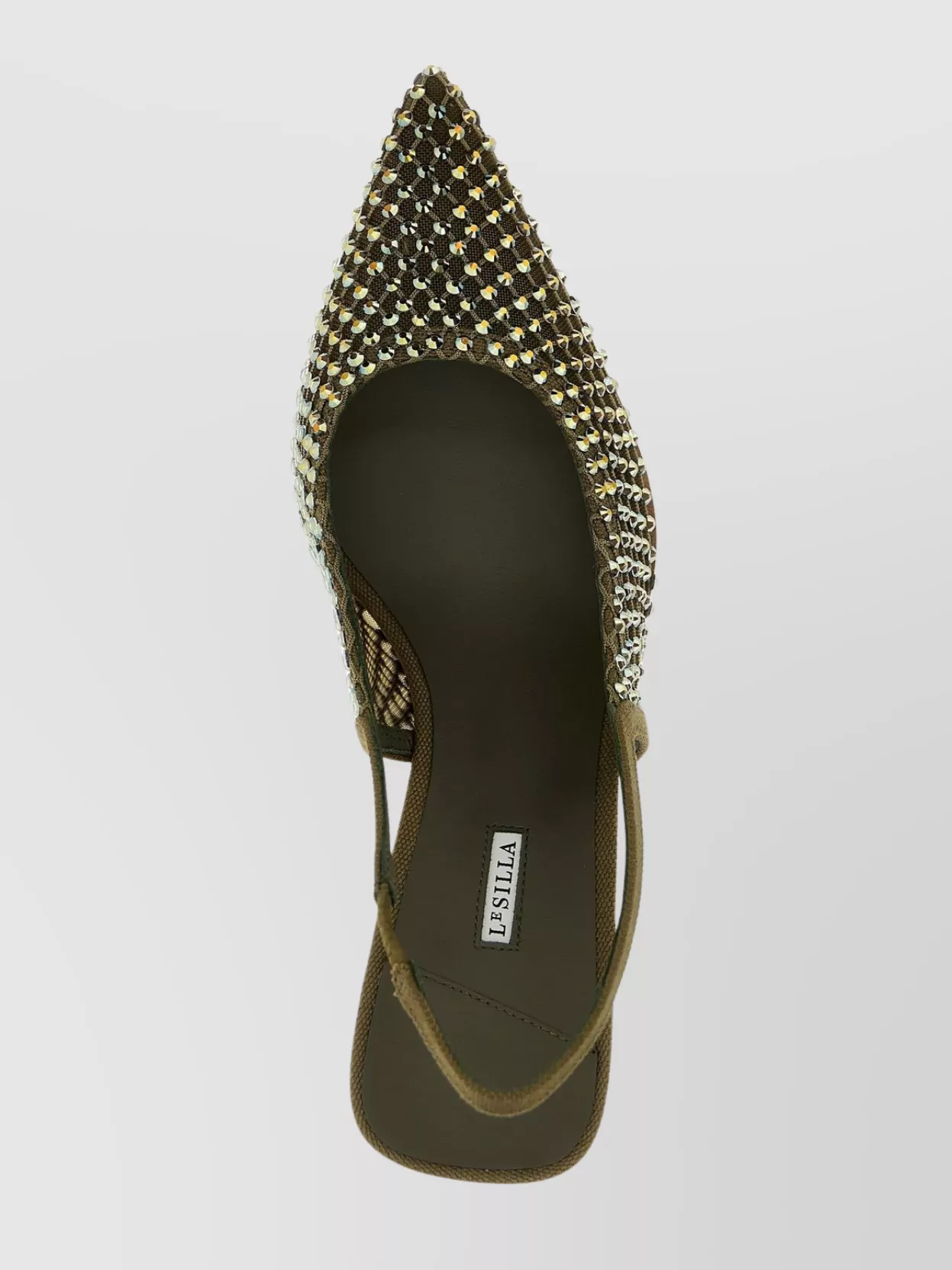 Le Silla Gilda Embellished Kitten Heel Pointed Toe Slingback In Brown