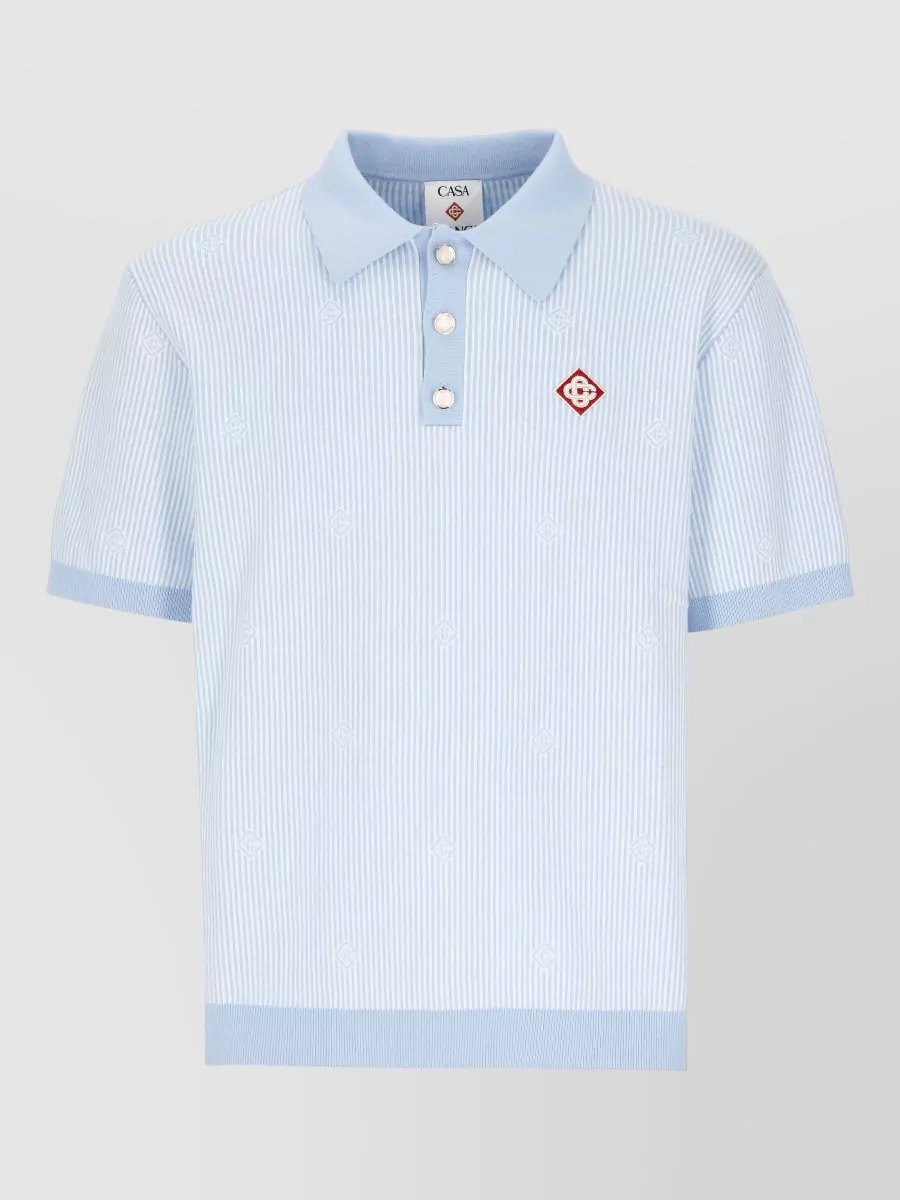 Casablanca striped cotton short-sleeve polo shirt
