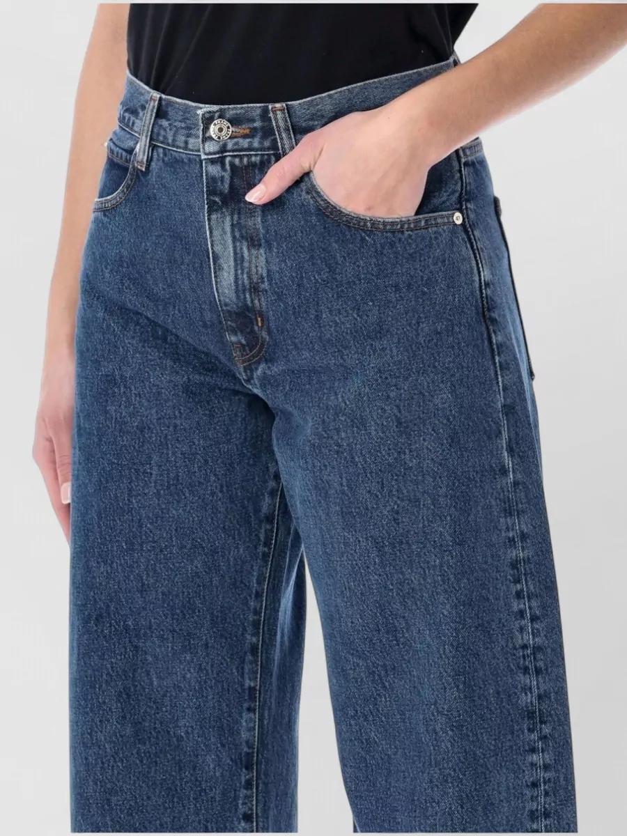 Frame Curved Barrel Denim Trousers High Waist