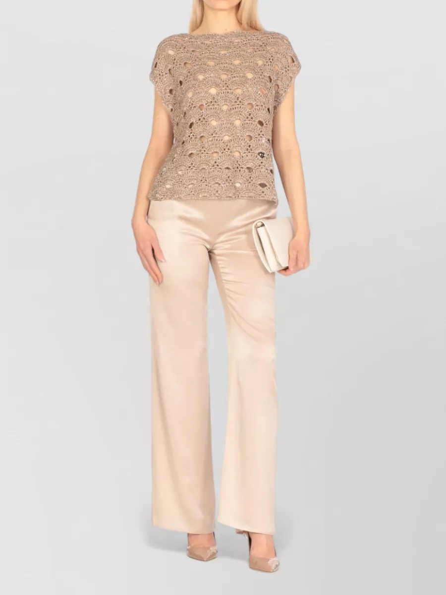 Antonelli Firenze Linen Blend Sleeveless Cutout Knitted Top