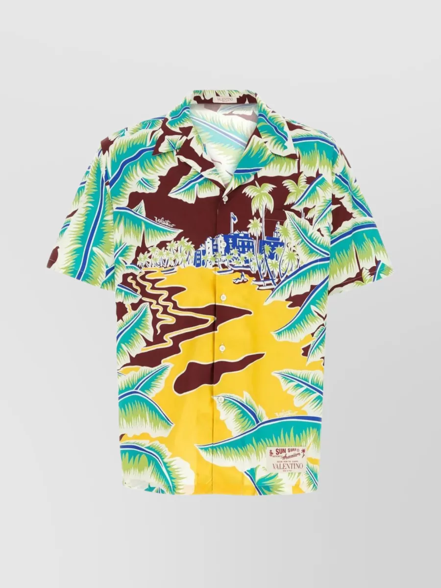 Shop Valentino Surf Rider Cotton Poplin Oversize Shirt In Multicoloured