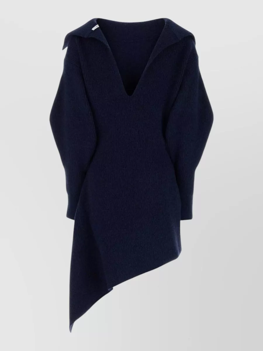 Givenchy cashmere ribbed v-neck long-sleeve mini dress
