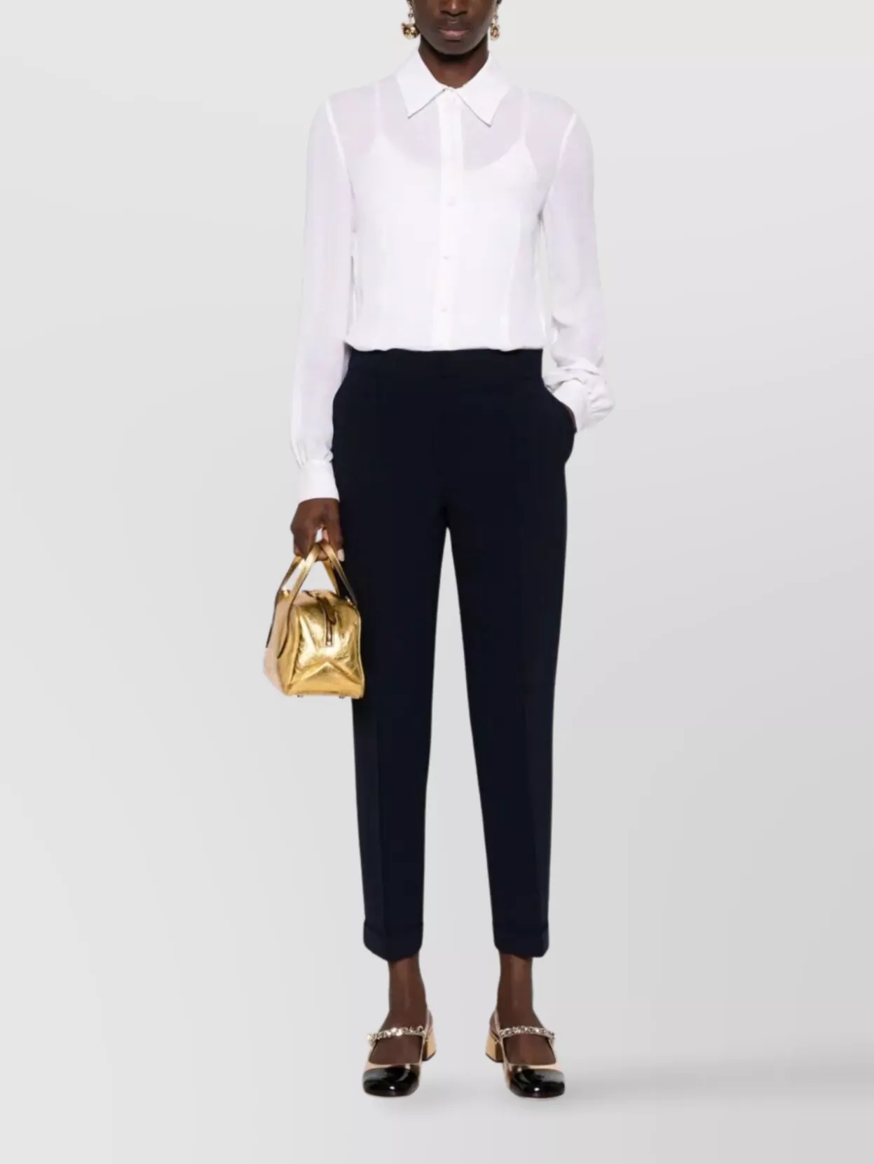 Moschino Tailored Black Trousers With Refined Cuffs In Blue