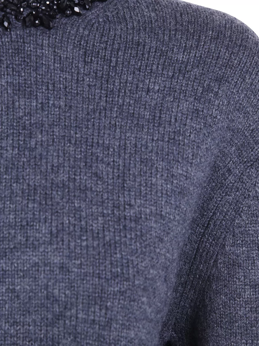 Semicouture Cashmere Virgin Wool Short Sleeve Round Neck Sweater