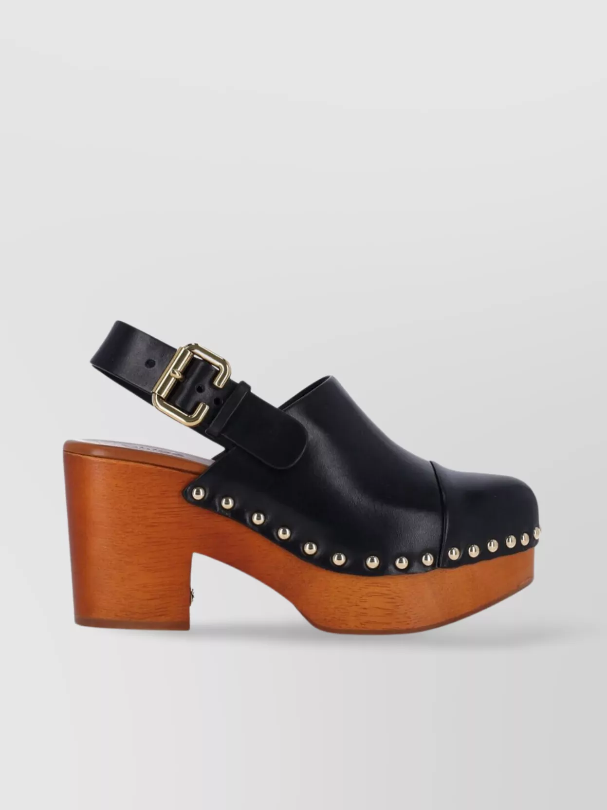 Shop Chloé Studded Wooden Heel Pumps