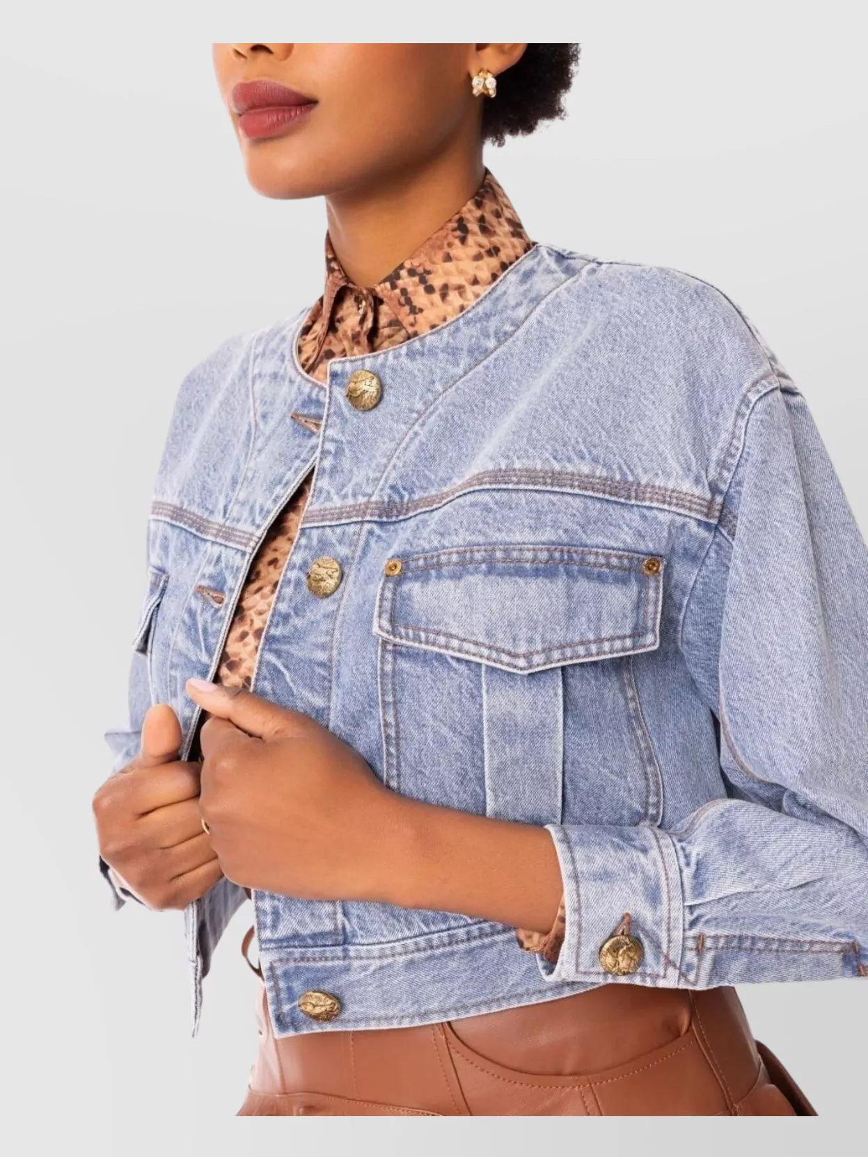 Zimmermann Short Denim Jacket Contrast Stitching