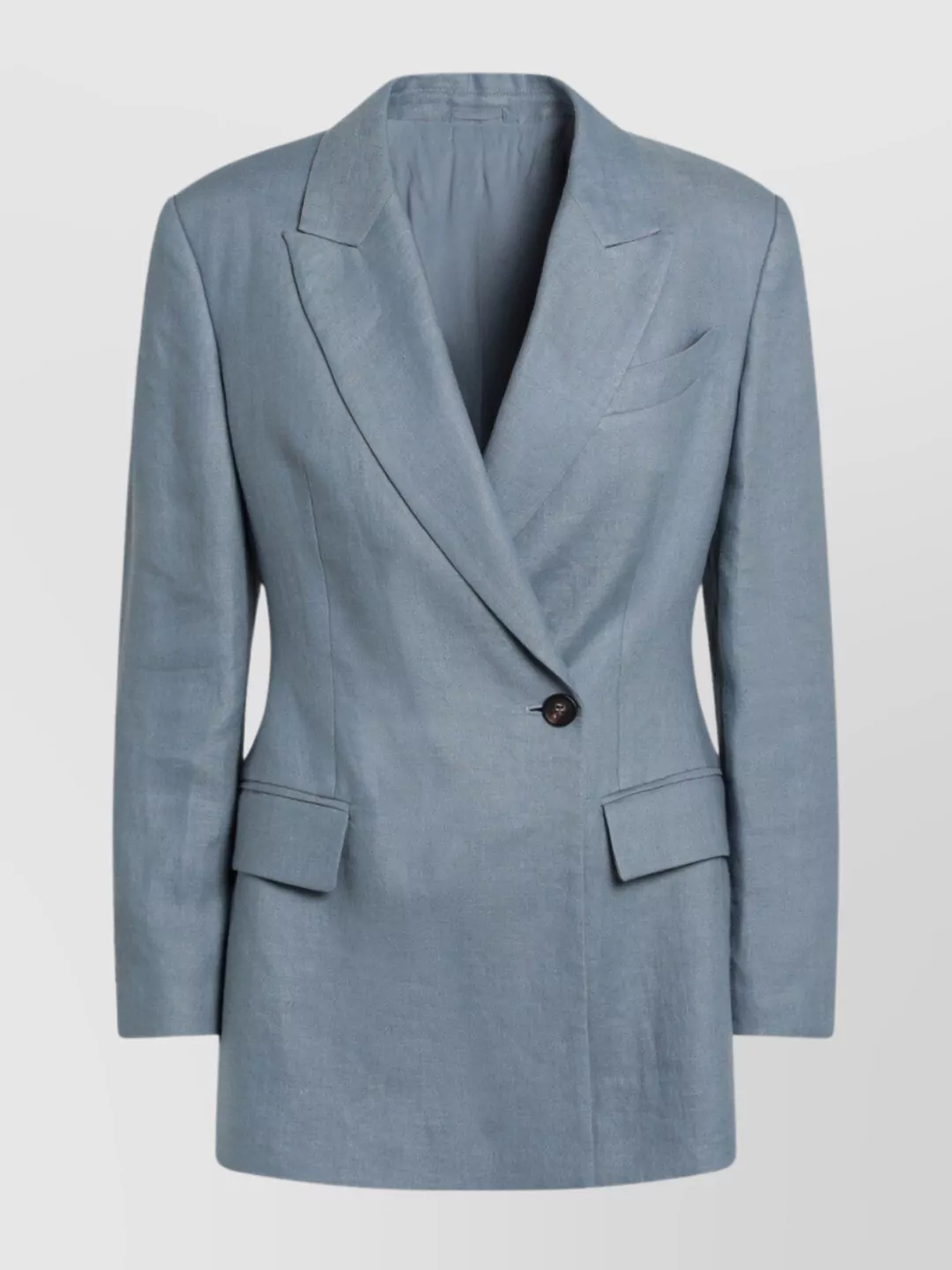 Brunello Cucinelli Jacket Linen Blend Flap Pockets In Blue