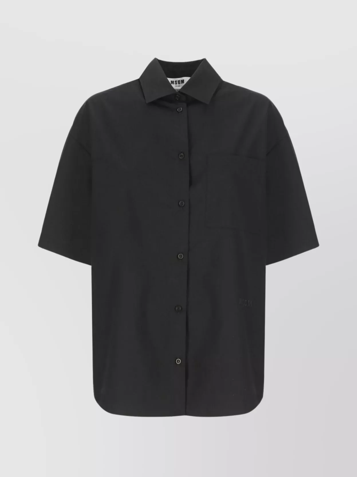 Msgm Cotton Shirt With Chest Pocket And Elastic Bands