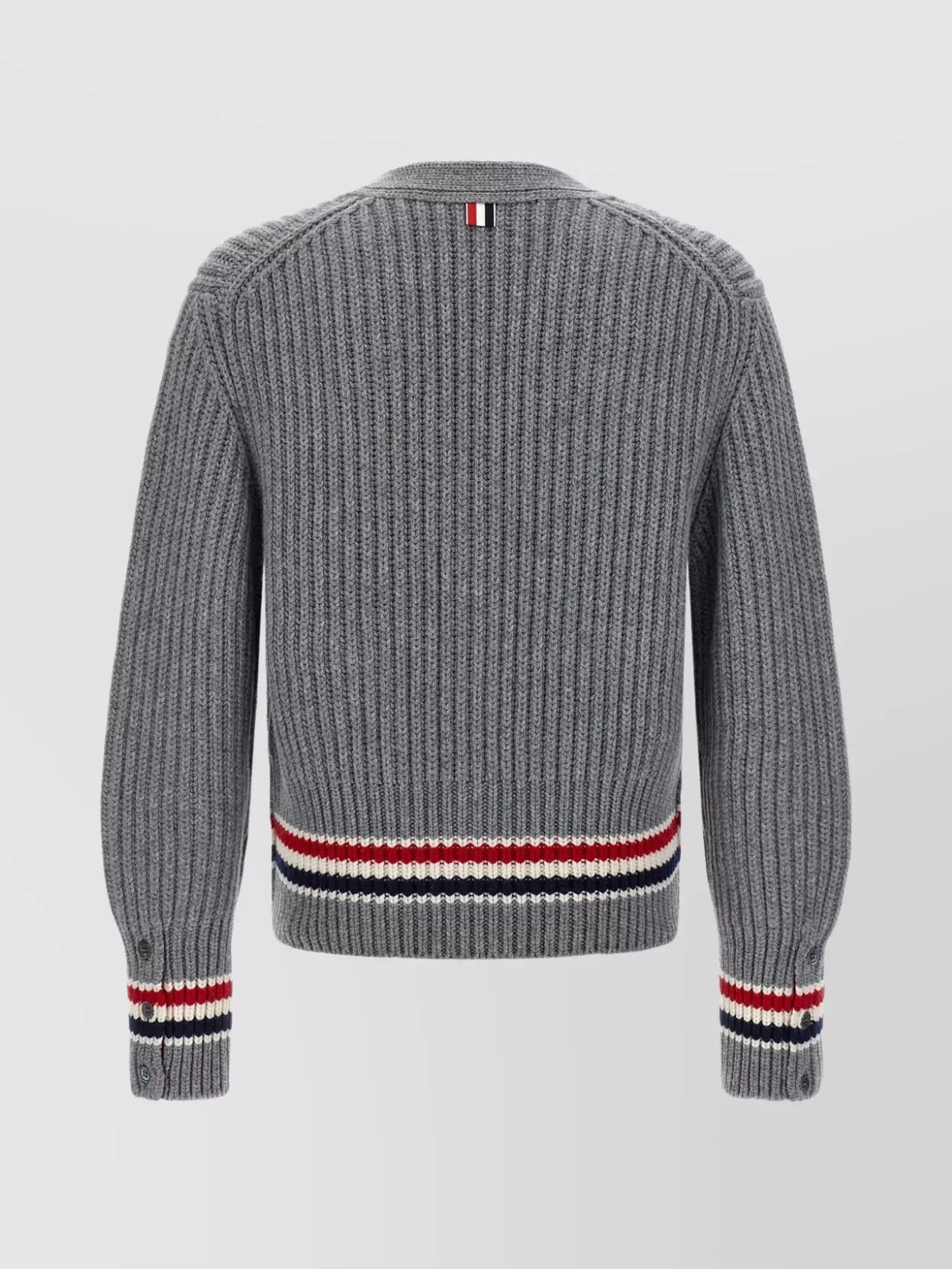 Thom Browne Striped V-neck Cardigan Front Pockets In Multi