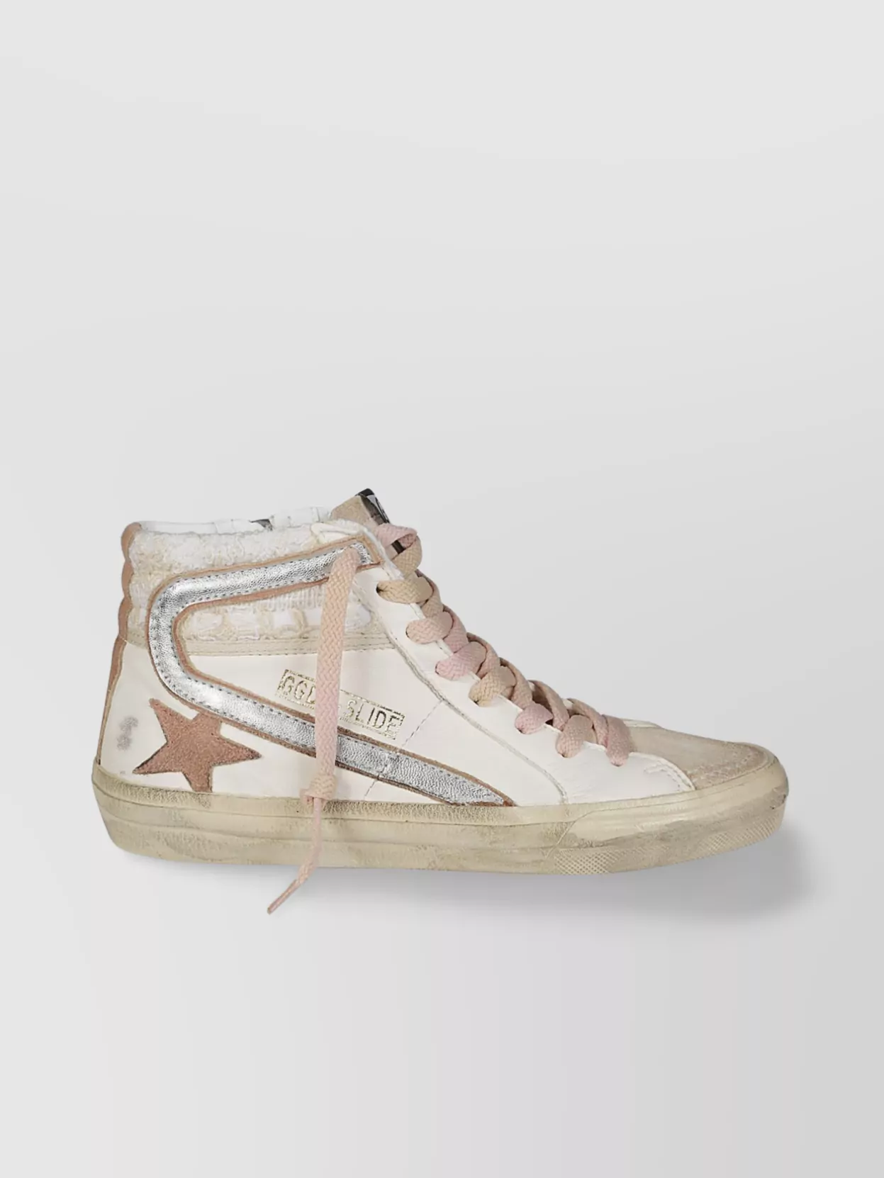 Shop Golden Goose Nappa And Macrame High-top Sneakers
