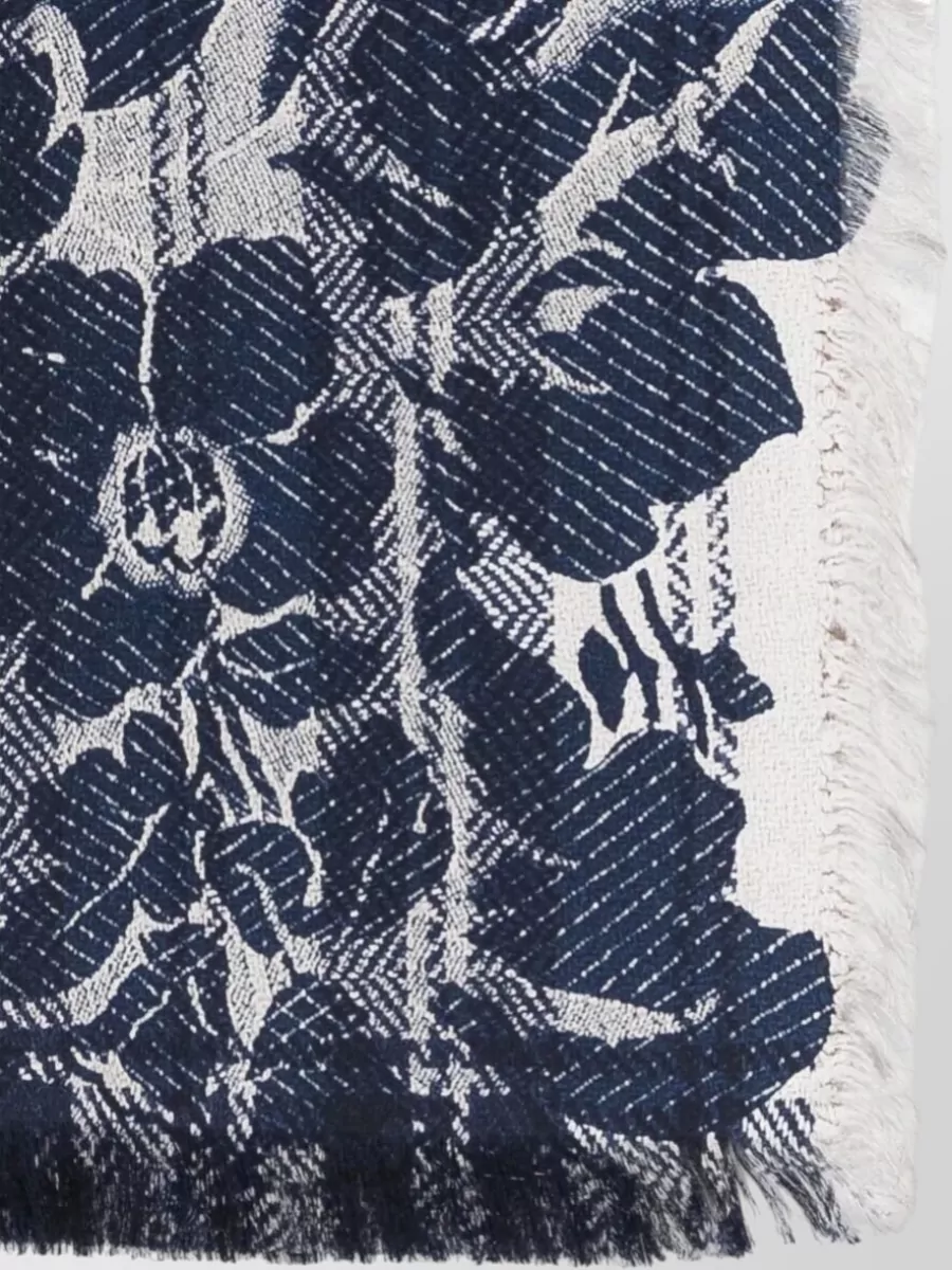 Pierre Louise Mascia Aloeuw Floral Scarf Lightweight Fringed Design