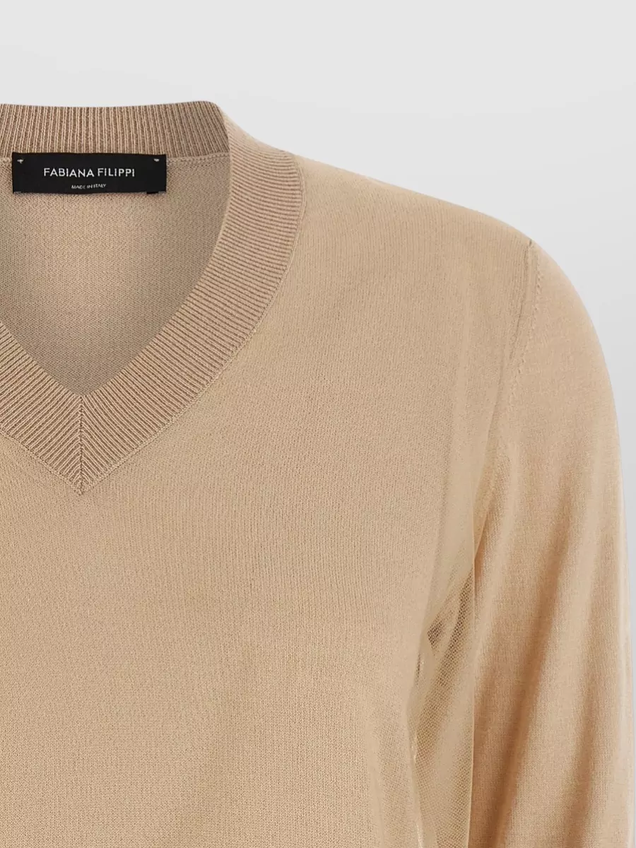 Fabiana Filippi Layered Knit Sweater V Neckline