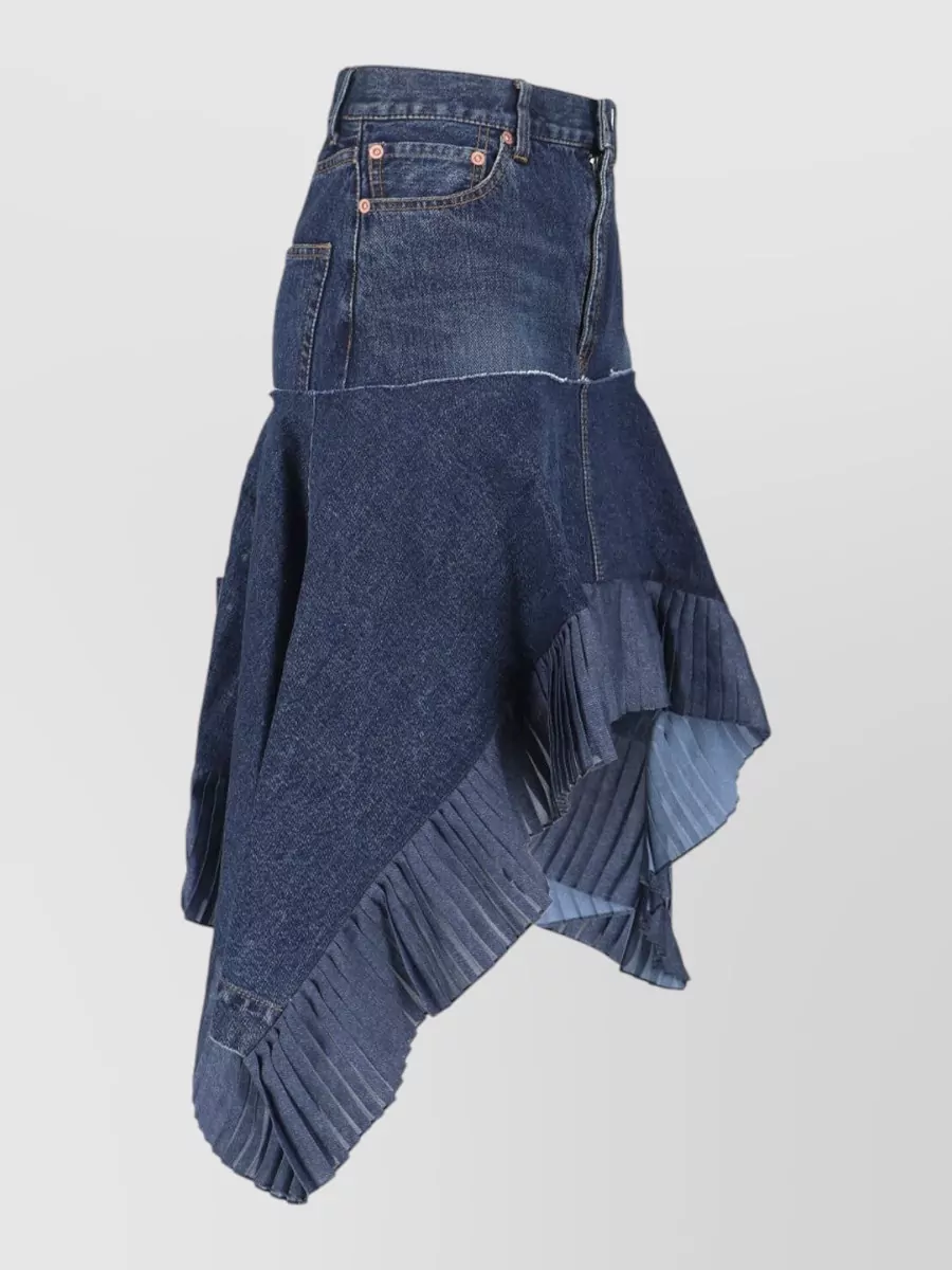 Sacai Midi Skirt Asymmetric Design Back Pockets Pleated