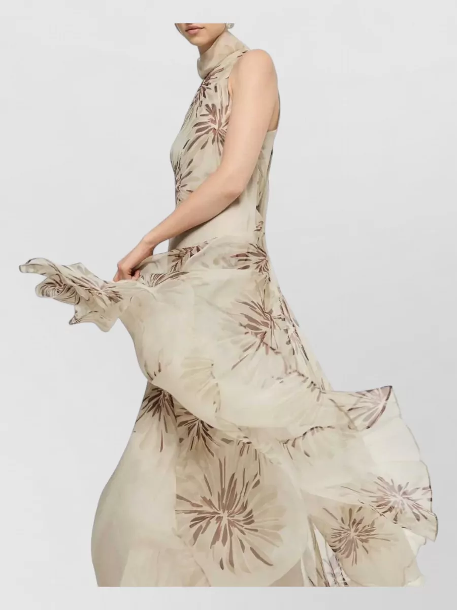 Brunello Cucinelli Silk Sleeveless Floral-Print Maxi Dress