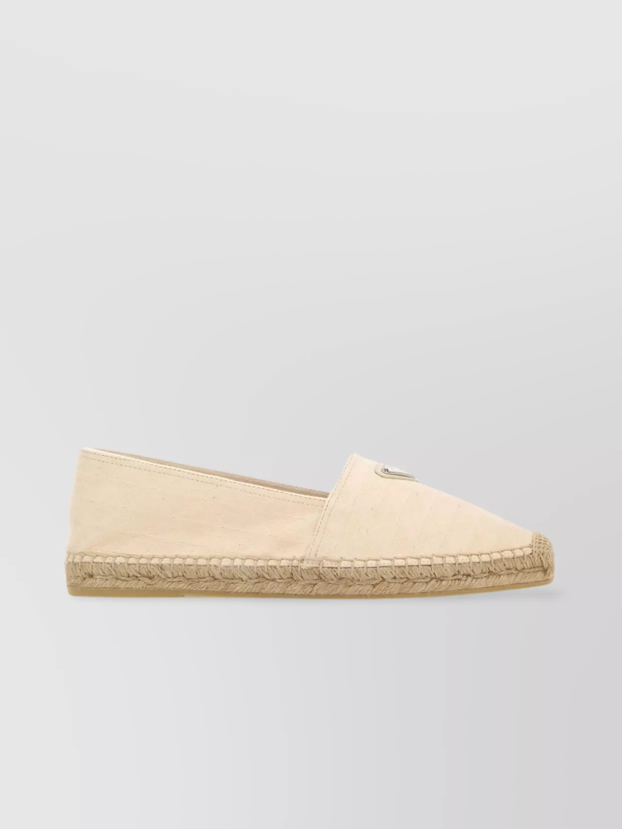 Shop Prada Canvas Espadrilles With Cord Midsole And Metal Triangle