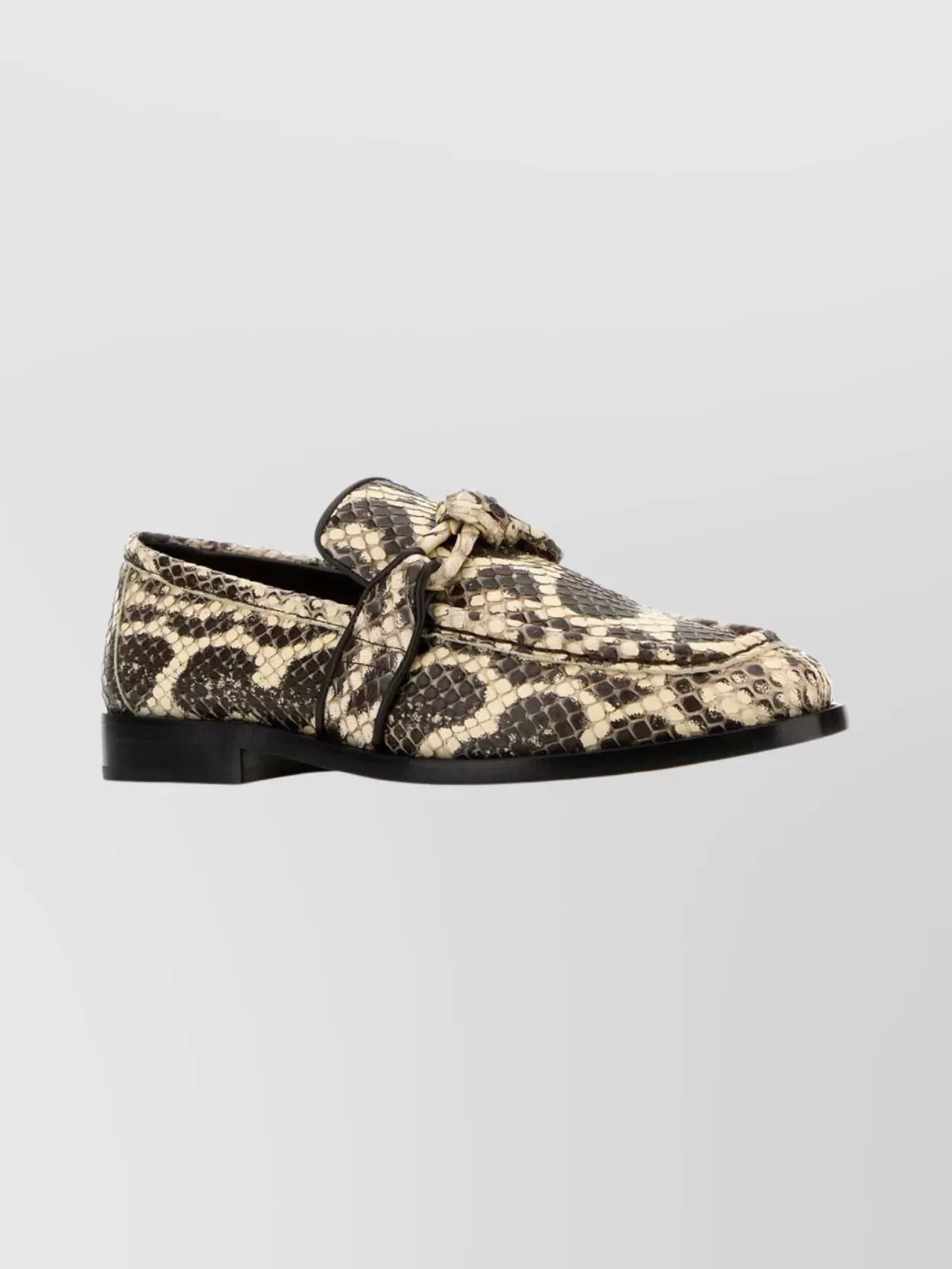 Bottega Veneta Textured Snake Print Round Toe Loafers