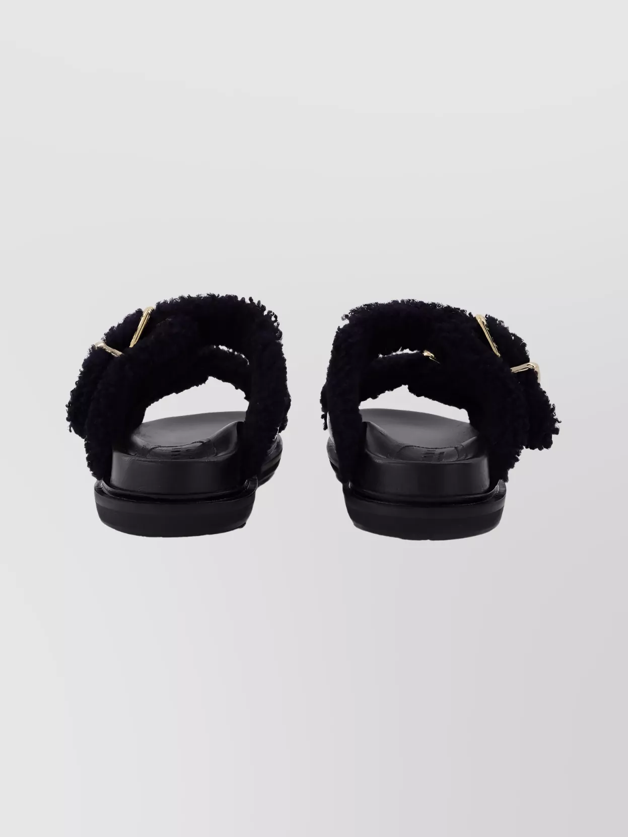 Marni Calfskin Slides With Faux Fur Trim