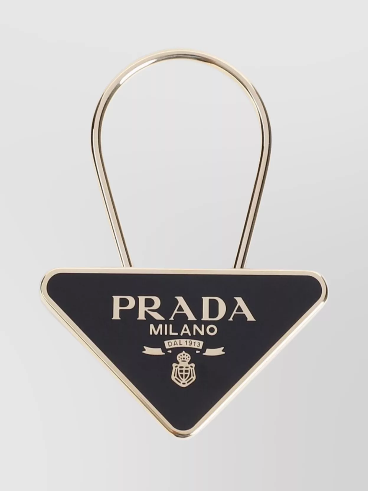 Prada steel logo keyring triangle