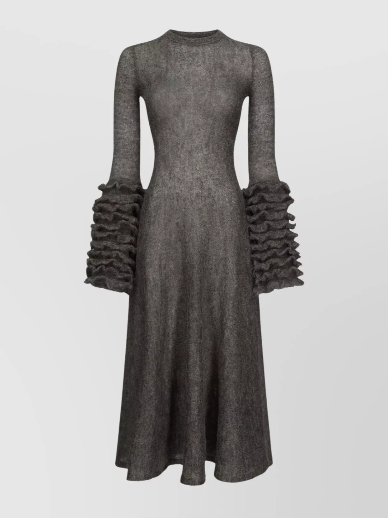 Alaïa Midi Dress With Ruffled Sleeves And Flare Hem In Black