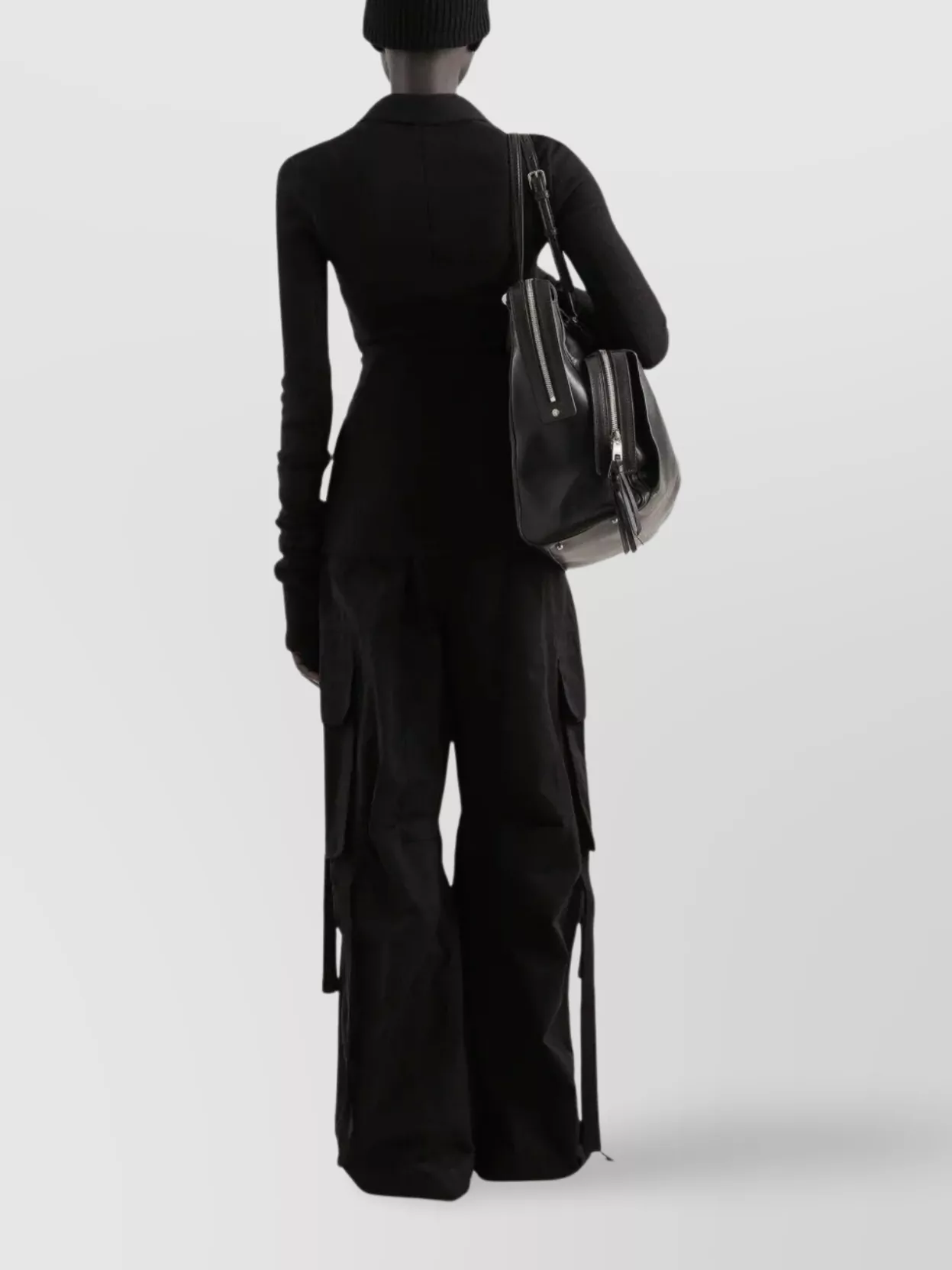 Dolce & Gabbana Wide Leg Cargo Trousers Pleated And Strap In Black