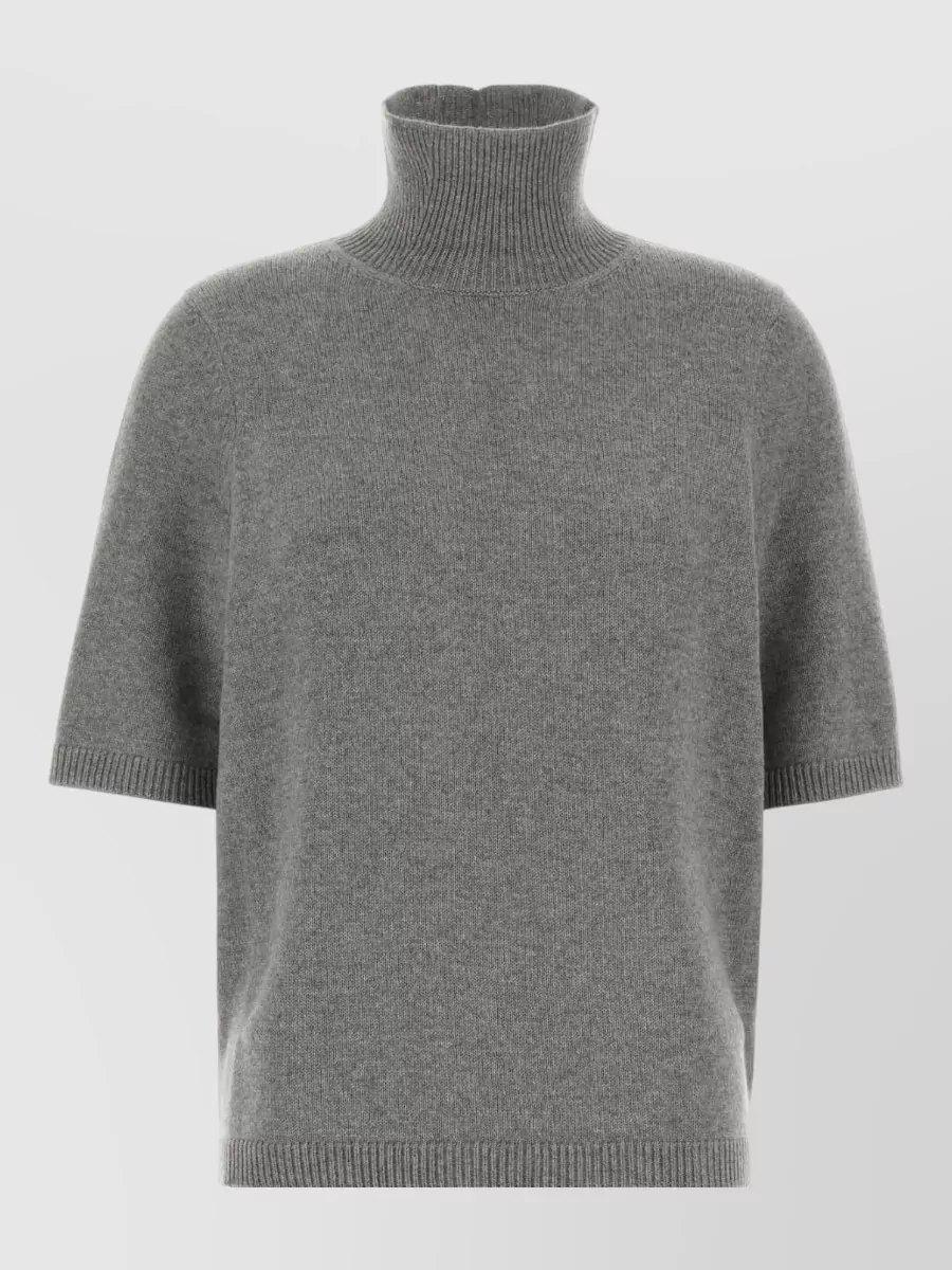 Alaïa cashmere ribbed turtleneck short-sleeve sweater