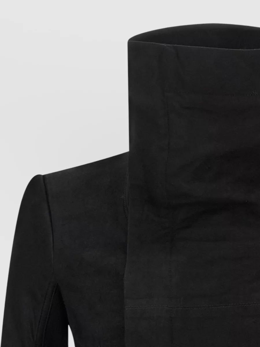 Rick Owens Lamb Leather Paneled Asymmetric Single-Breasted Coat