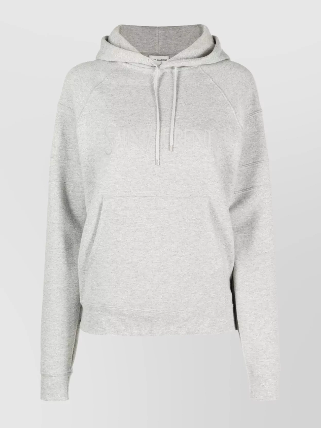 Shop Saint Laurent Hooded Sweater With Kangaroo Pocket In White