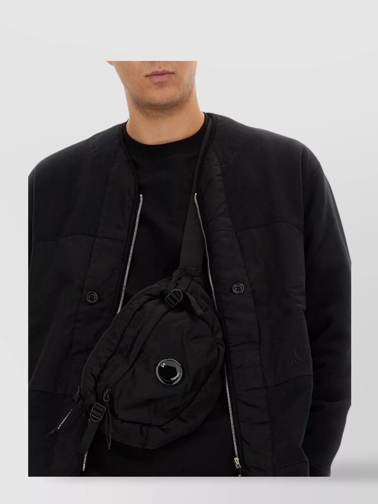 C.p. Company Zip Sweatshirt With Button And Patchwork
