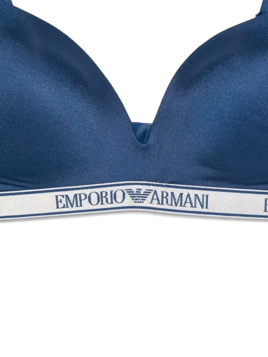 Emporio Armani Satin Logo-Print Underwire Bra