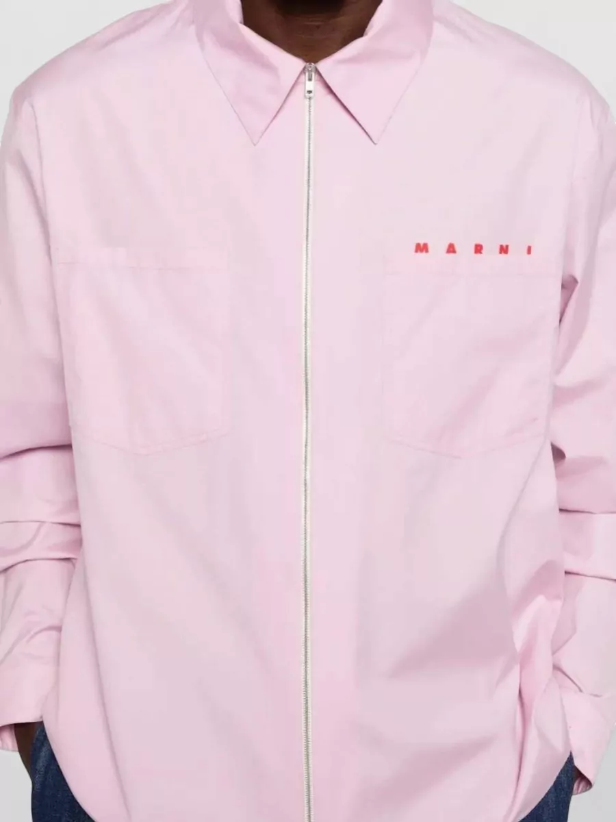 Marni Cotton Long-Sleeve Logo Shirt
