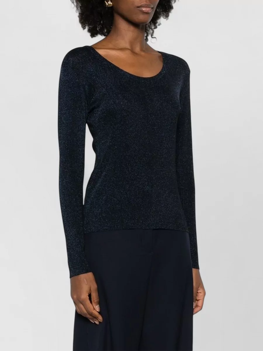 Fabiana Filippi Scoop Neck Slim Knit Long Sleeve Sweater