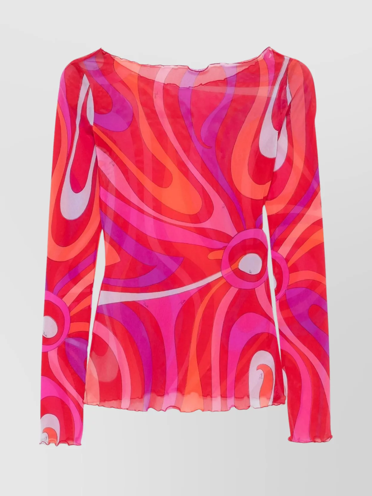 Pucci Boat Neckline Sheer Top With Abstract Pattern
