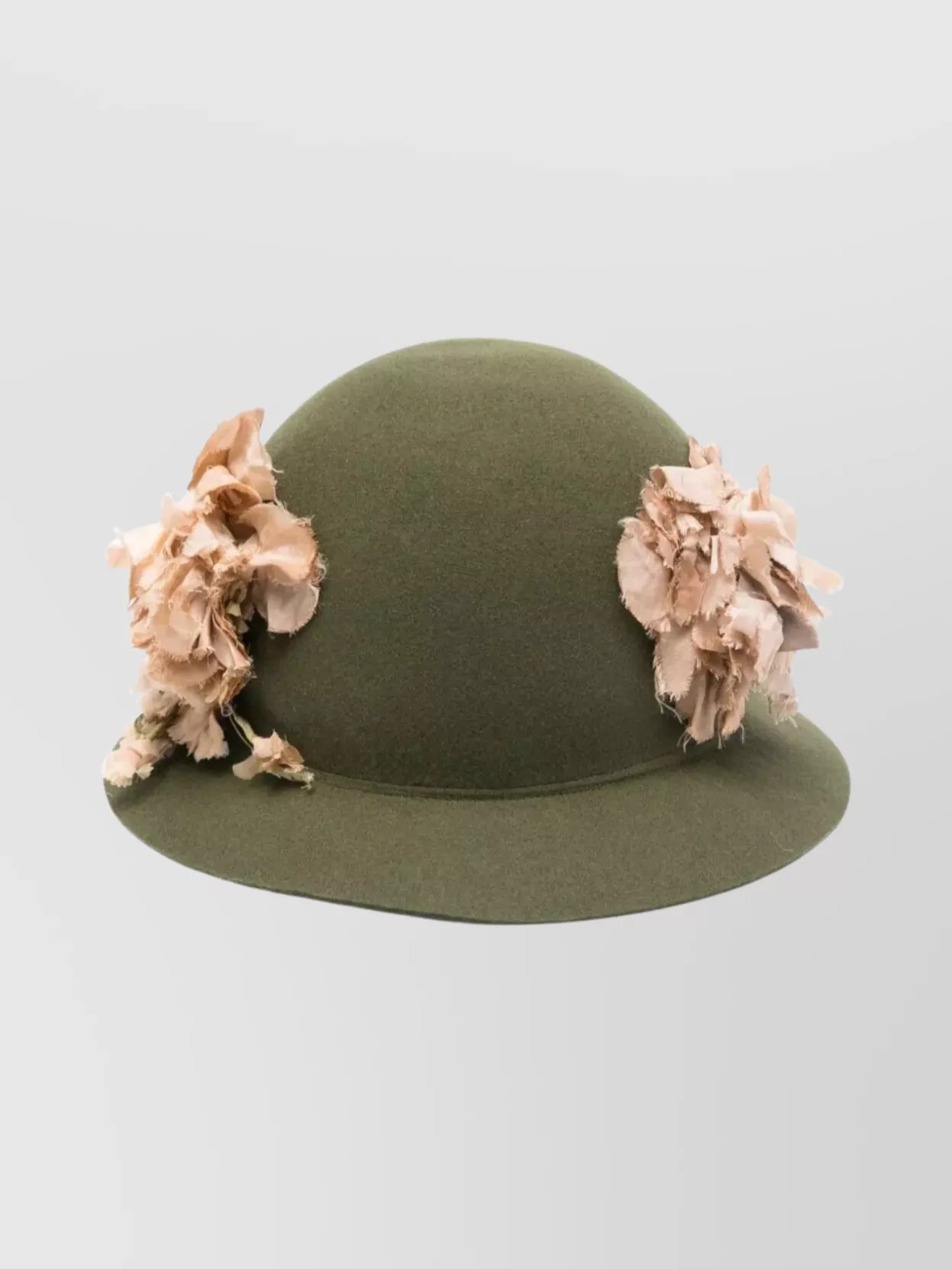 Comme Des Garçons Floral Embellished Wide Brim Hat In Green
