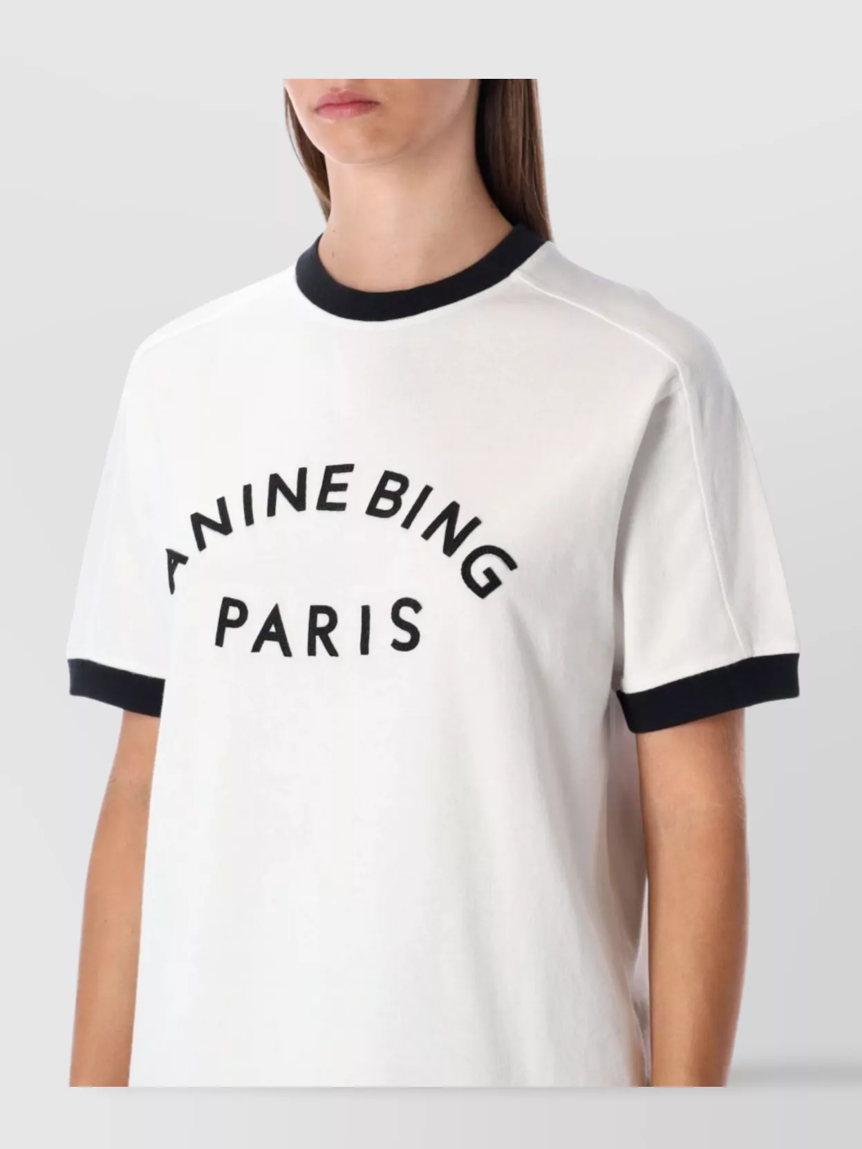 Anine Bing Logo T-Shirt Contrast Trim