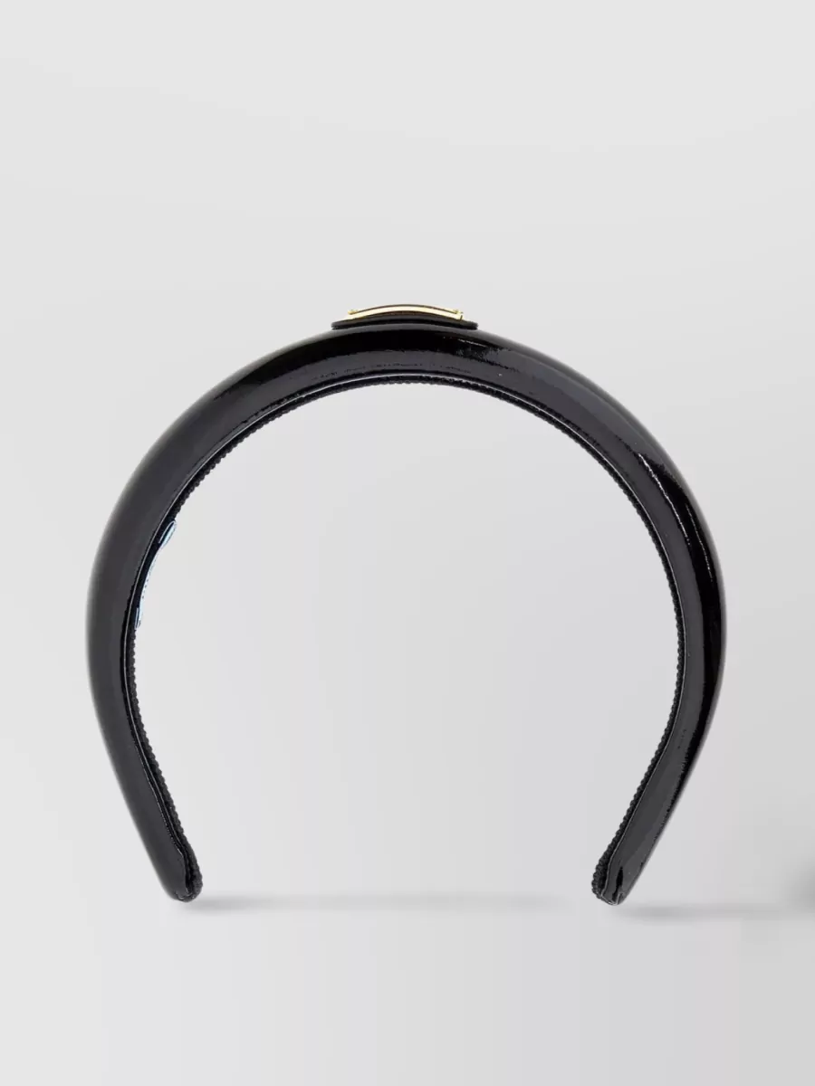 Shop Prada Leather Wide Band Hair Accessory In Black