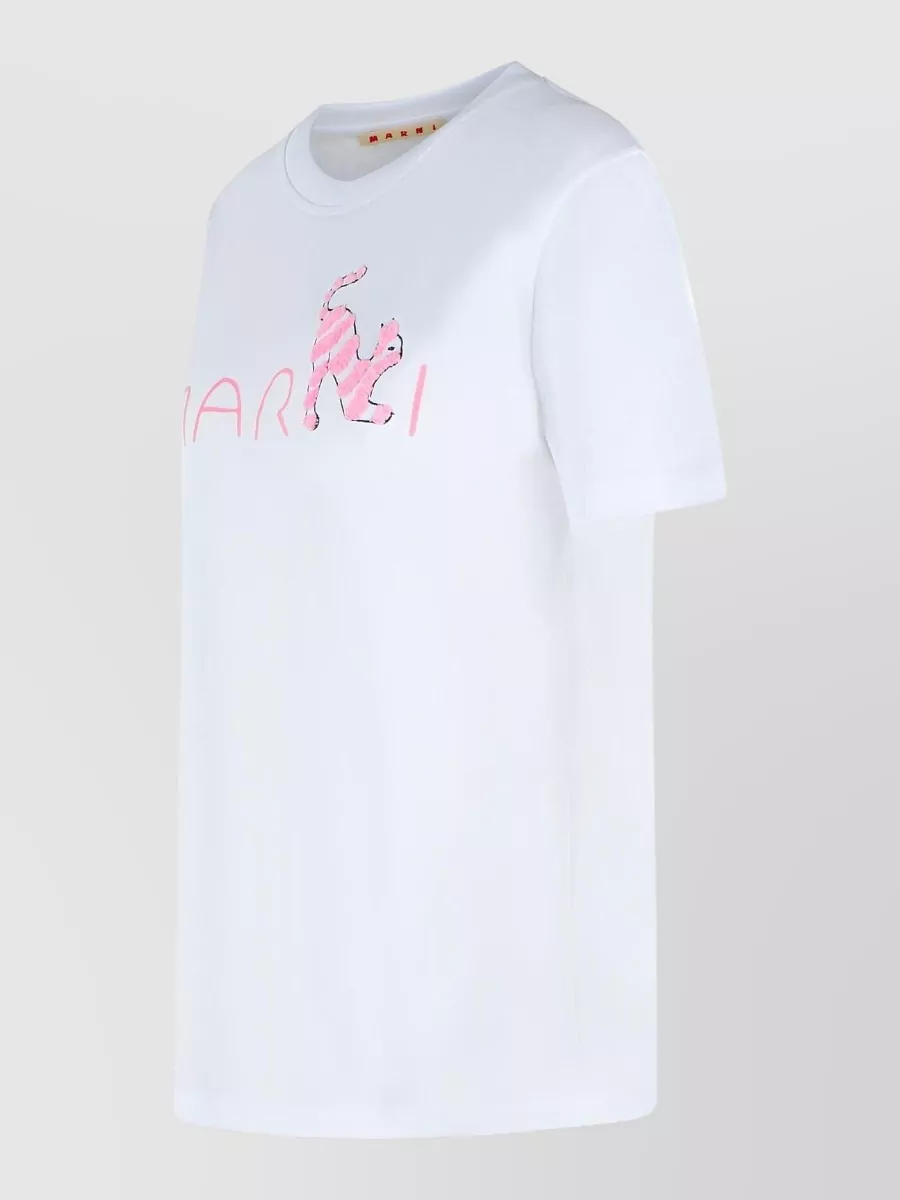 Marni Cotton T Shirt Short Sleeves Crew Neck Print