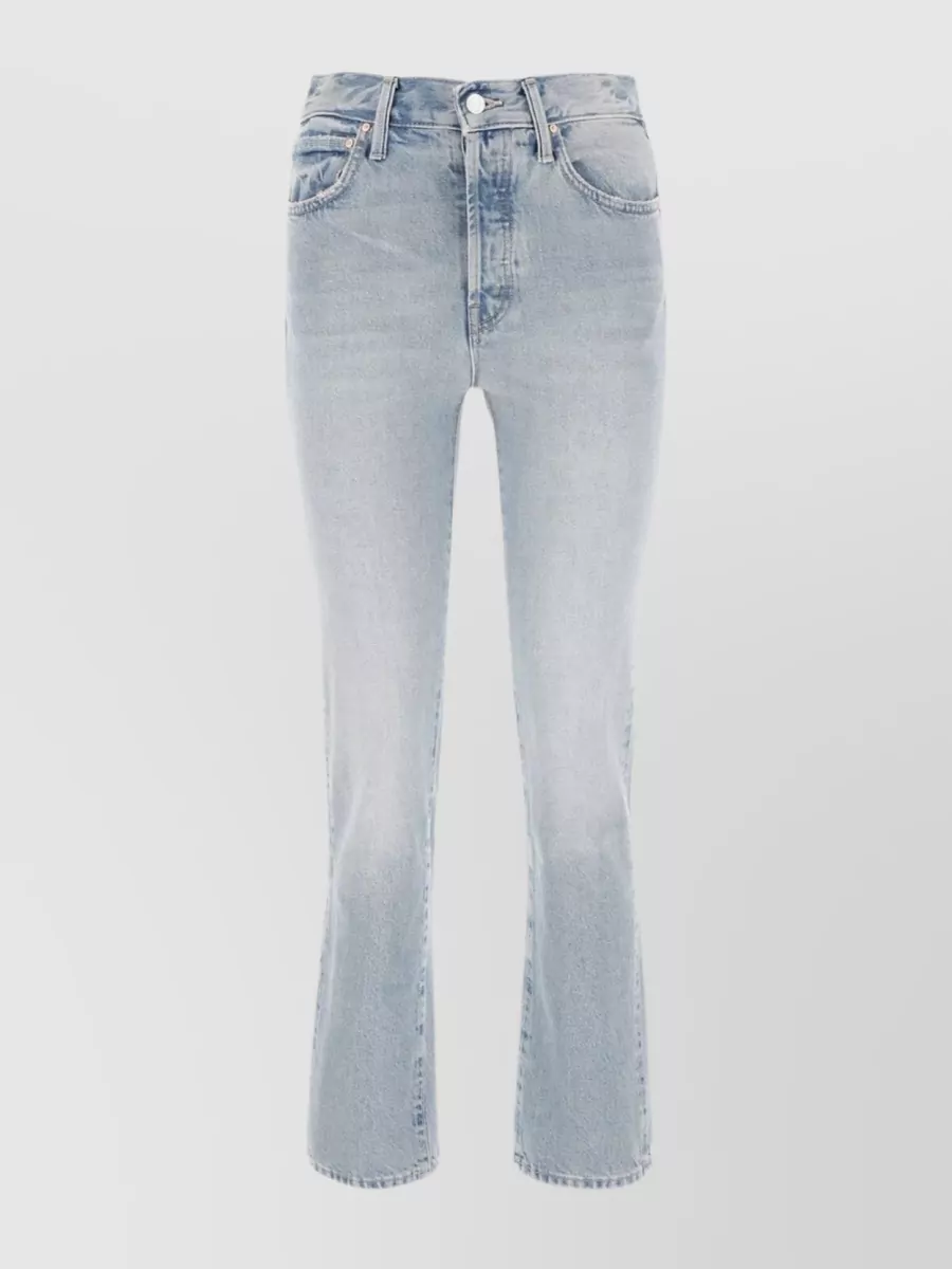 Shop Mother Faded Flare Denim Jeans In Blue