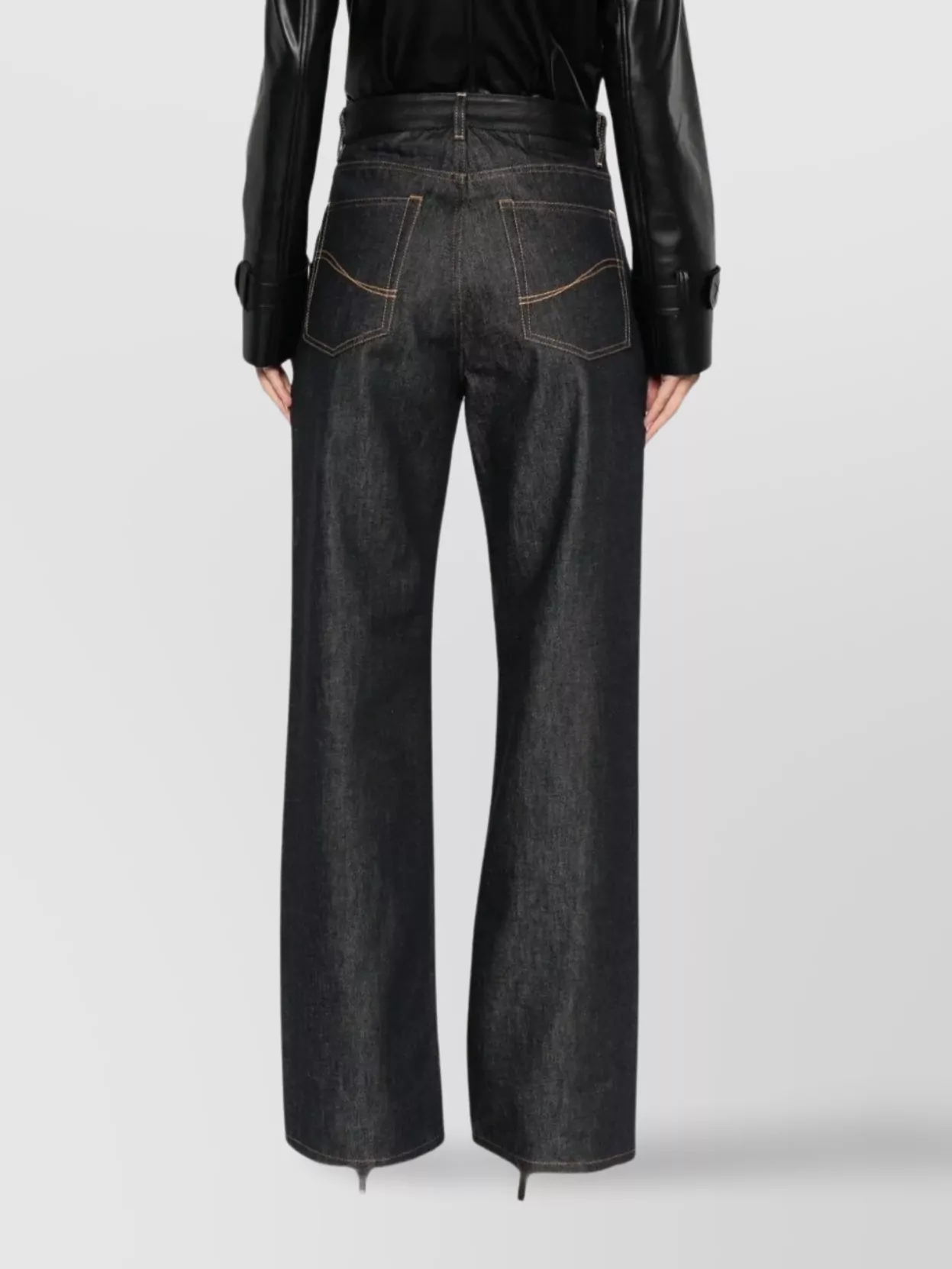 Stella Mccartney Leather Trim Wide-Leg Jeans