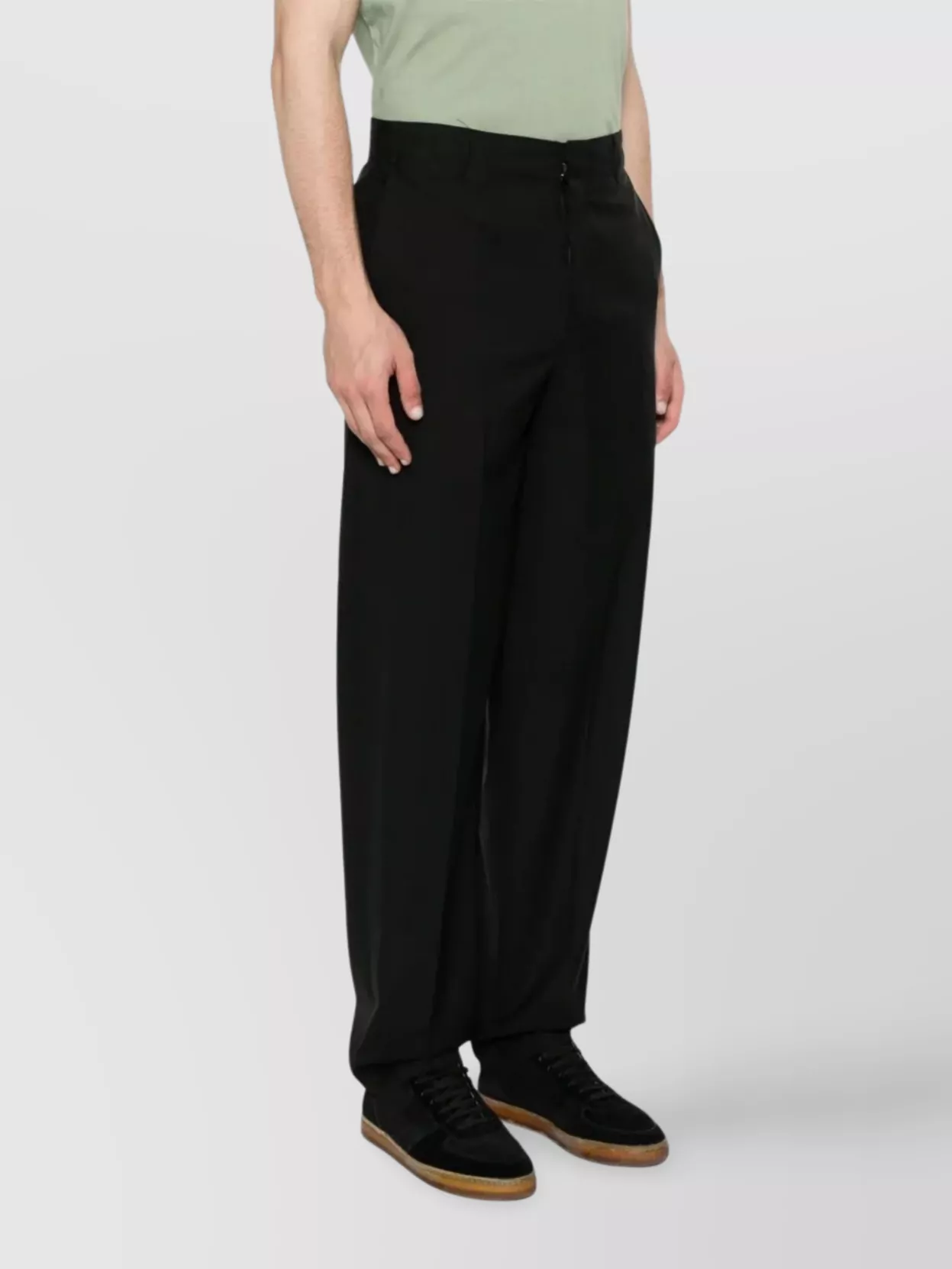 Pt Torino Pantalone In Misto Lana Stretch Nero Uomo
