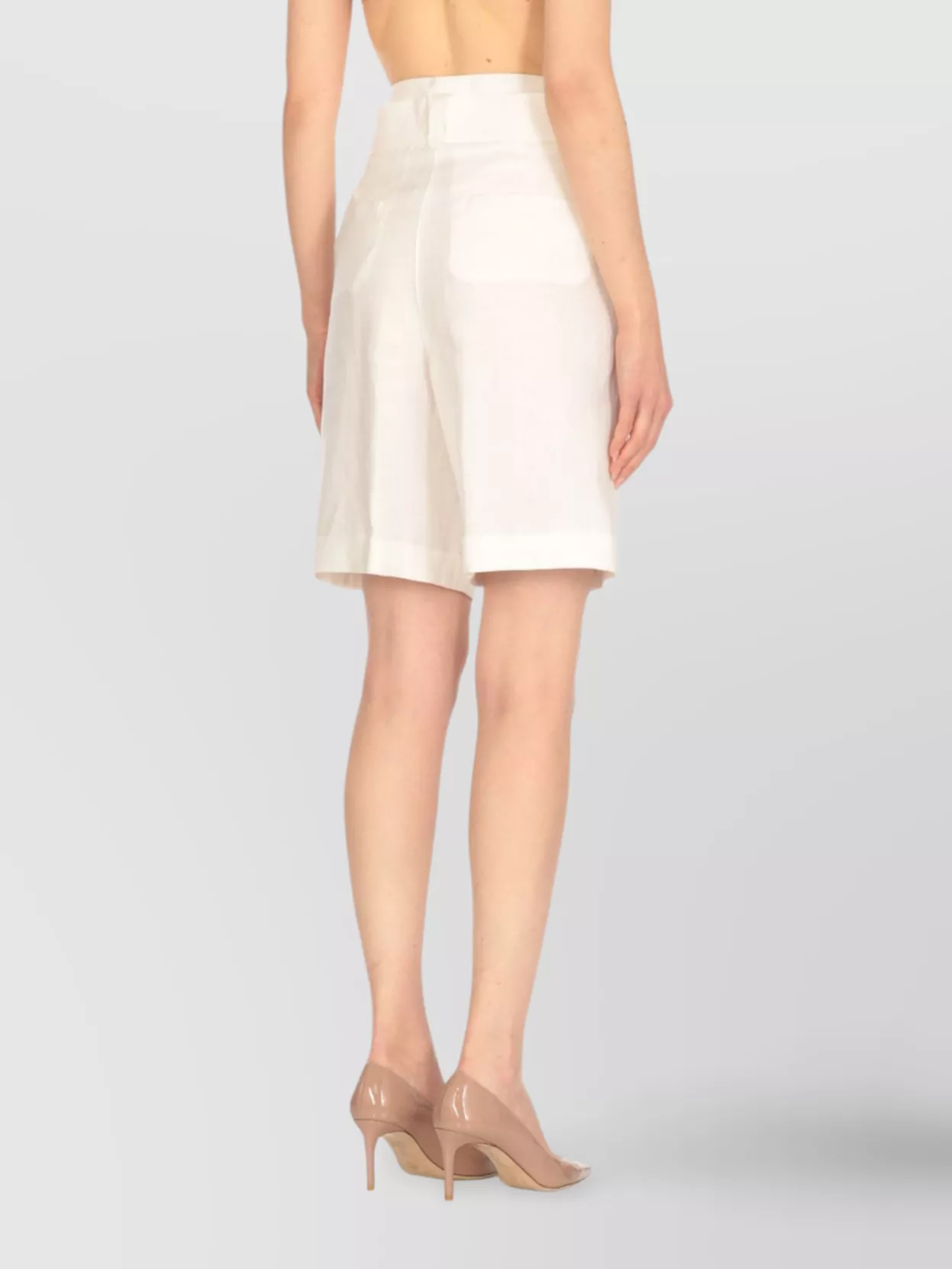Peserico Belted Waist Linen Bermuda Shorts