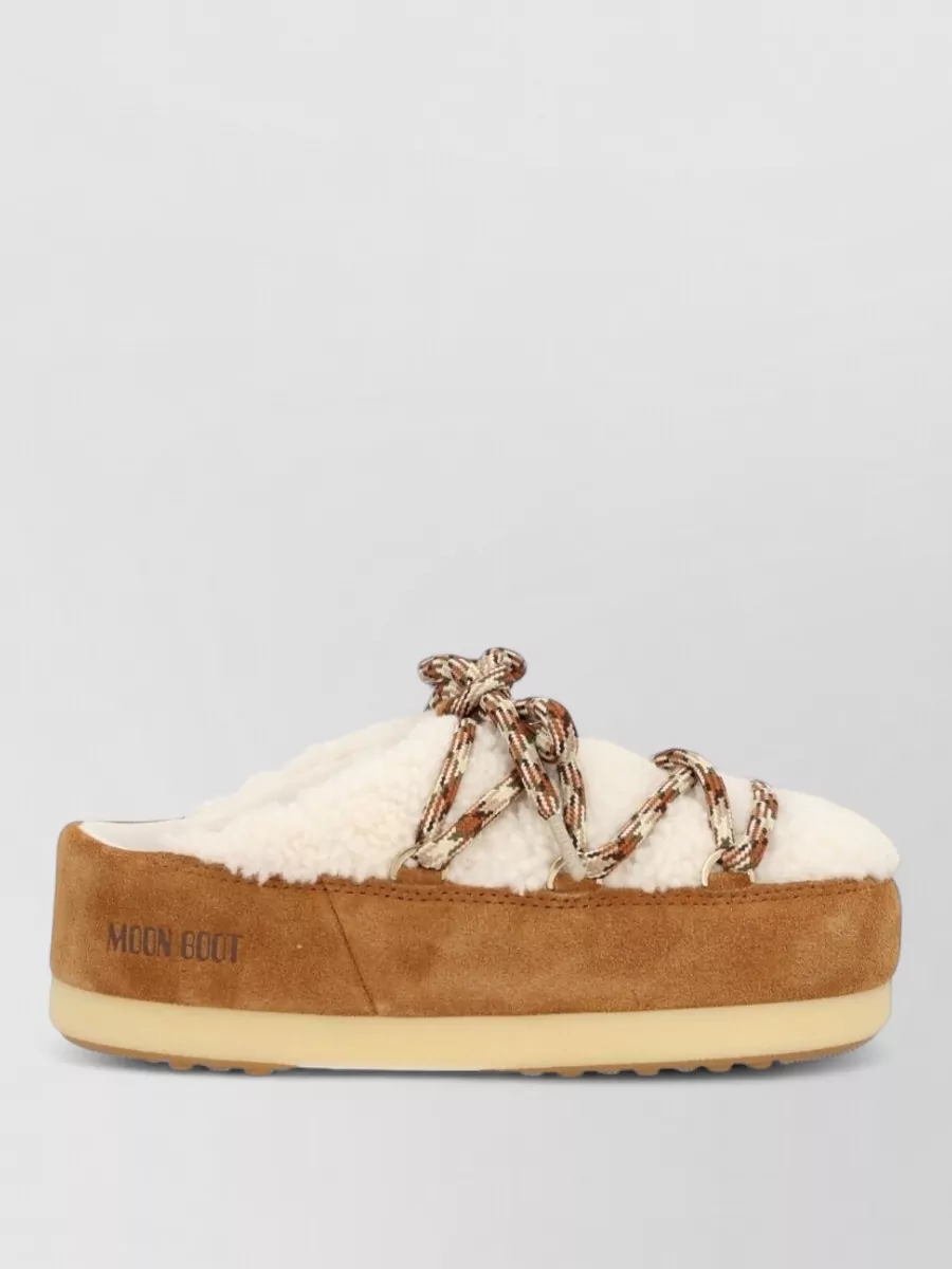 Moon Boot Leather Shearling Slippers