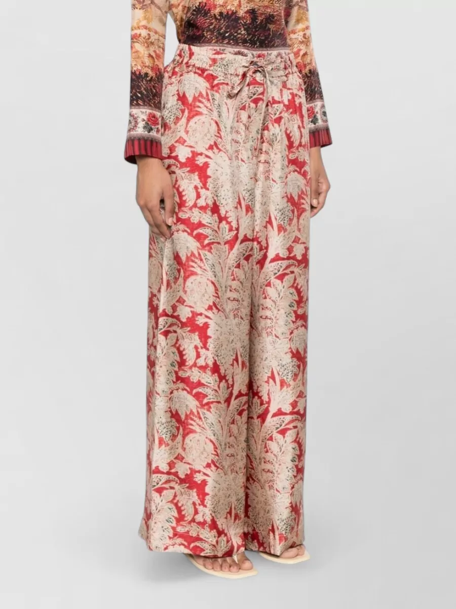 Pierre Louise Mascia Silk Printed Wide-Leg Trousers