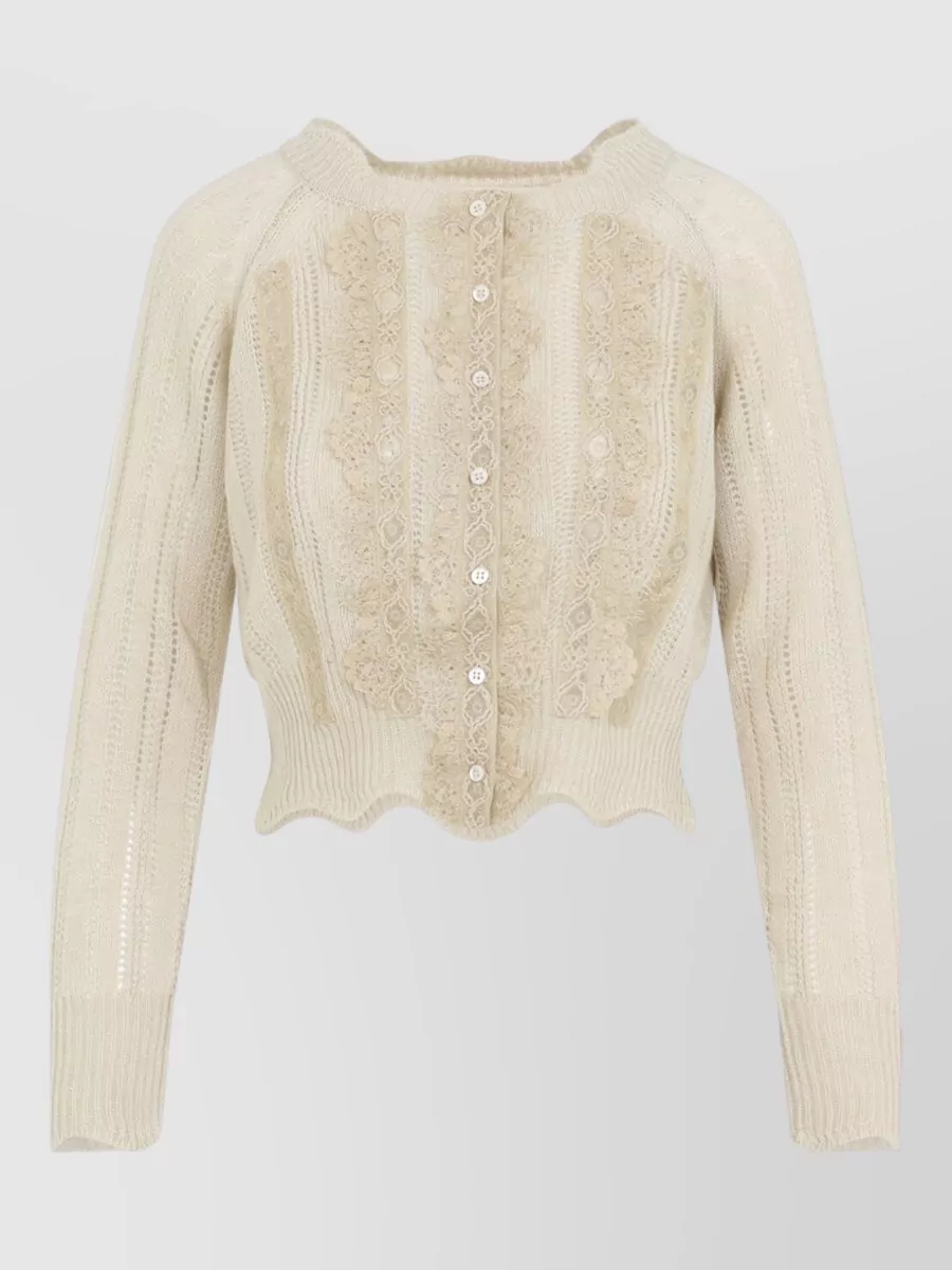 Ermanno Scervino Cashmere Open-Knit Fitted Cardigan