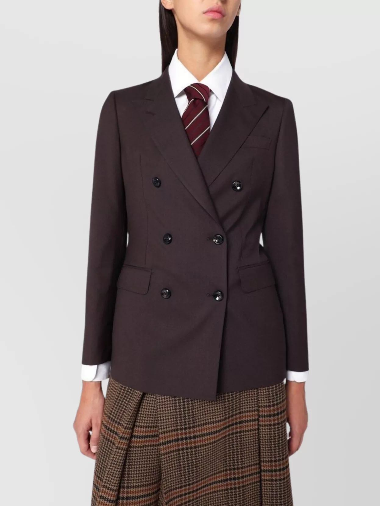Tagliatore Wool Blend Double Breasted Jacket In Purple